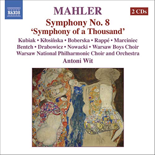 CD cover for Mahler’s Symphony No. 8 featuring a painting of figures.