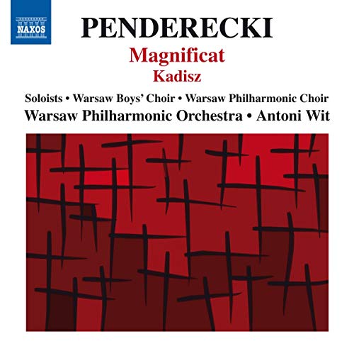 CD cover for Penderecki’s Magnificat featuring red abstract geometric design.