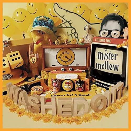 Washed Out - Mister Mellow" CD cover with surreal yellow and retro imagery.