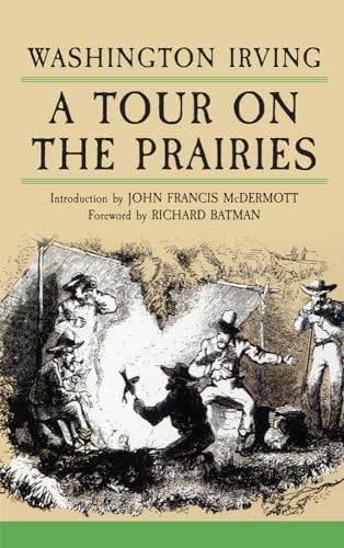 Book cover: “A Tour on the Prairies” with sketched figures camping.