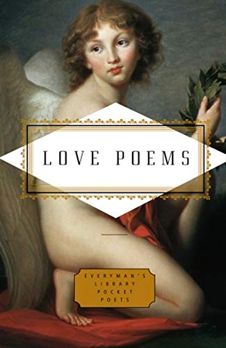 Book cover: "Love Poems" with classical painting of cherub.