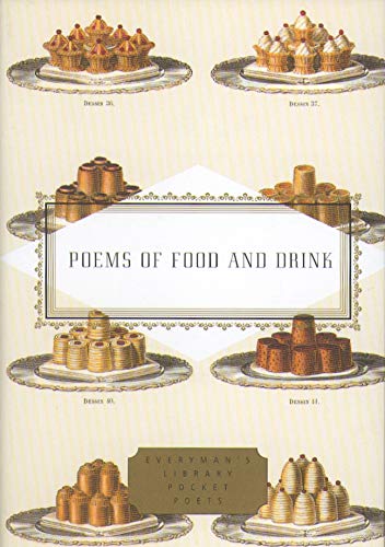 Vintage book cover with illustrations of desserts and the title "Poems of Food and Drink".