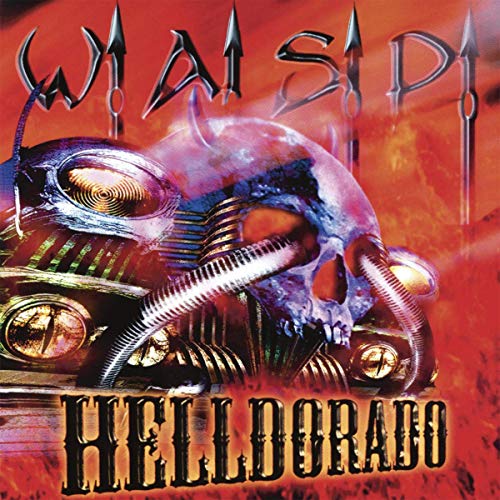 "Wasp album cover with robotic wasp head and red background."