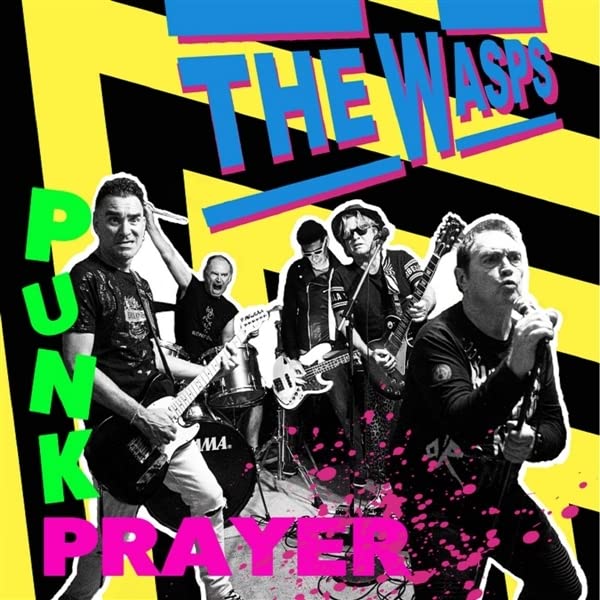 Album cover for The Wasps, a punk band with four members playing instruments.