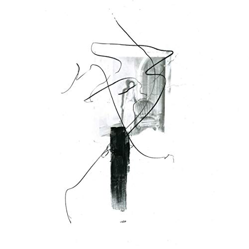Black and white abstract album cover with sketched lines and a portrait.
