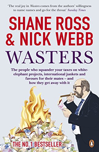 Book cover: "Wasters" depicts a man burning money in a bonfire.