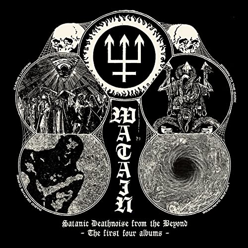Black and white CD cover for Watain’s “Satanic Deathnoise From The Beyond.”