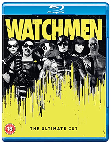 Blu-ray cover for "Watchmen: The Ultimate Cut" featuring masked vigilantes.