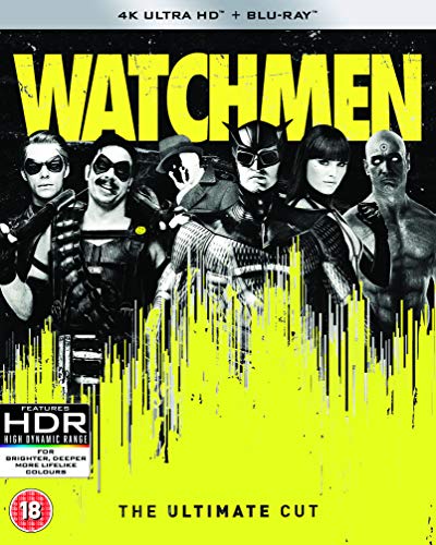 Watchmen" Ultimate Cut 4K UHD Blu-ray cover with superhero characters.