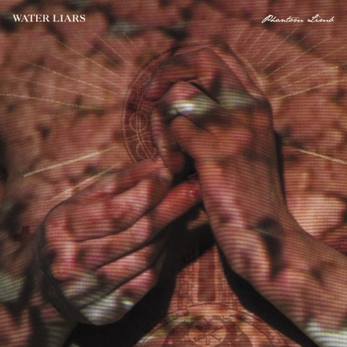 "Vinyl album cover with intertwined hands and abstract red background."