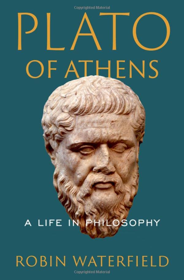 Book cover featuring a marble bust of the ancient Greek philosopher Plato.