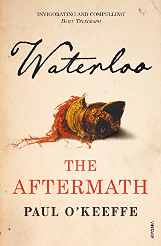 Book cover for "Waterloo: The Aftermath" featuring a damaged helmet.