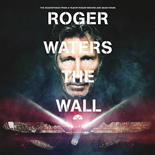 Roger Waters' face on vinyl album cover with concert scene below.