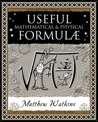 Book cover: "Useful Mathematical & Physical Formulae" with whimsical illustrations.