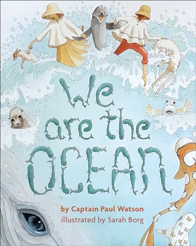 Book cover: children riding ocean waves with marine animals.
