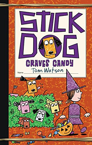 Book cover featuring stick-figure dogs and a girl in a witch costume.