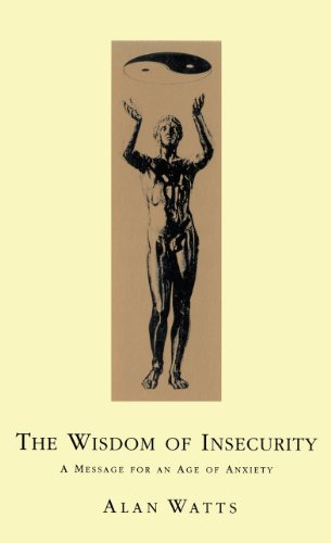 Book cover: stylized figure with yin-yang symbol, title "Wisdom of Insecurity.