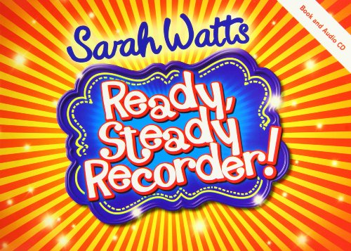 Book cover for “Ready, Steady Recorder!” with bright orange and blue design.