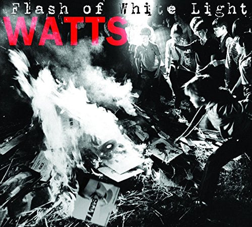 CD cover for Watts, showing a band amidst burning records and debris.