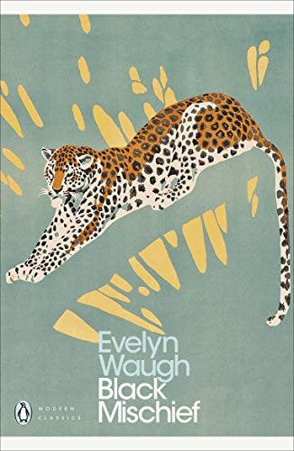 Book cover: "Black Mischief" by Evelyn Waugh, featuring a leaping leopard.