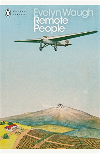 Book cover: "Remote People" by Evelyn Waugh, with a small plane and landscape.