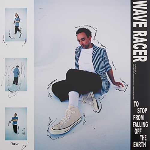 Album cover: man in striped shirt sitting, with abstract white lines.