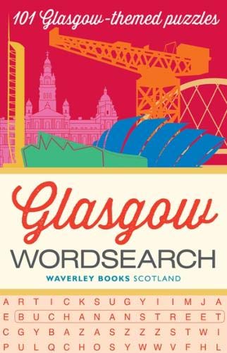 Glasgow wordsearch book cover featuring city landmarks and puzzle grid.