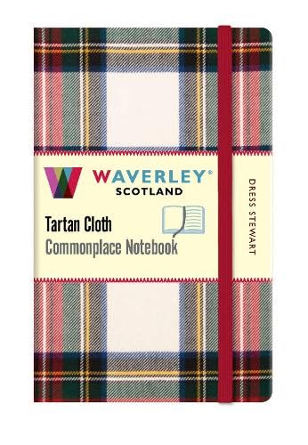 Tartan notebook with red elastic band and “Waverley” branding.
