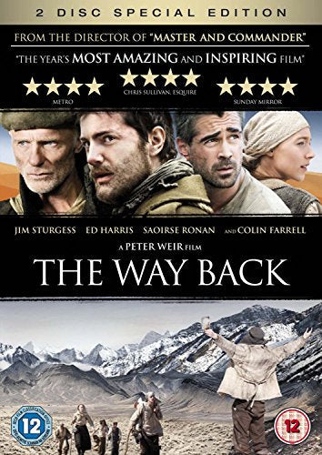 The Way Back" DVD cover featuring Jim Sturgess, Ed Harris, and Saoirse Ronan.