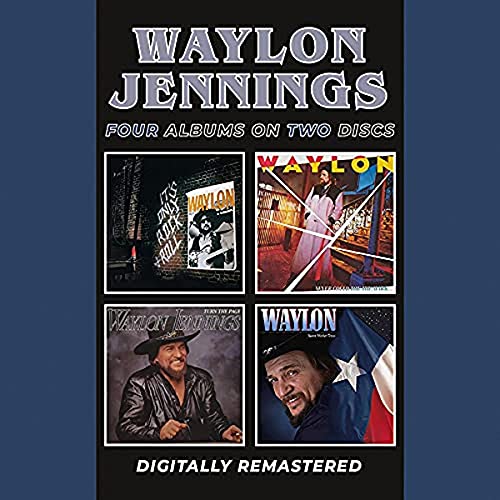 Waylon Jennings CD with four album covers displayed on a dark background.