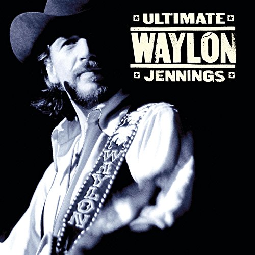 Black and white album cover featuring Waylon Jennings with a cowboy hat.