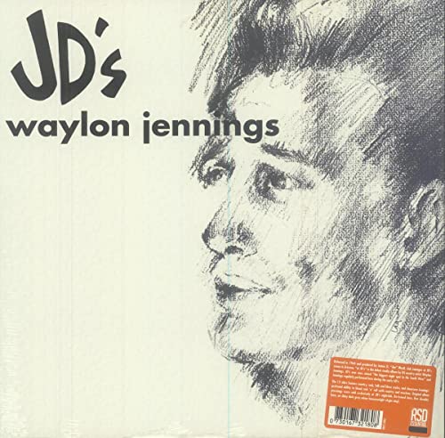 Pencil sketch of Waylon Jennings on a record album cover.