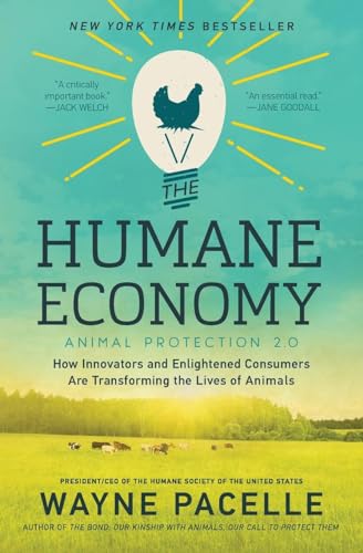 Book cover: “The Humane Economy” with a lightbulb containing a chicken.