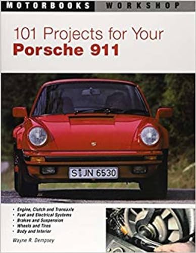 Red Porsche 911 car on book cover, with project list details.