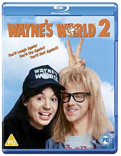 Wayne's World 2" Blu-ray cover featuring Mike Myers and Dana Carvey.
