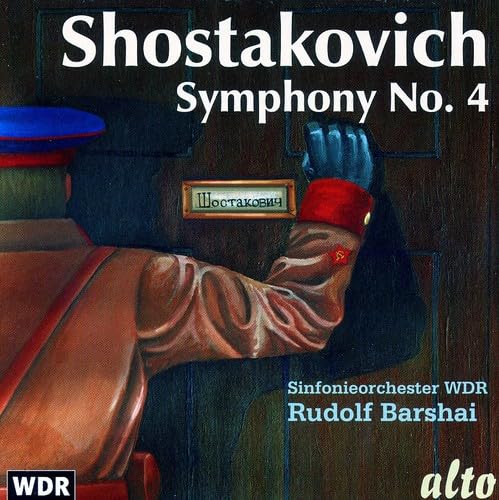 CD cover for Shostakovich Symphony No.4, featuring a hand knocking on a door.