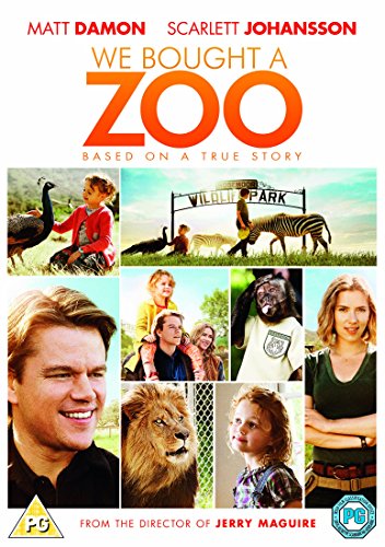 We Bought A Zoo" DVD cover featuring Matt Damon, Scarlett Johansson, and animals.