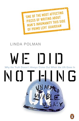 Book cover: “We Did Nothing” with a blue UN helmet illustration.