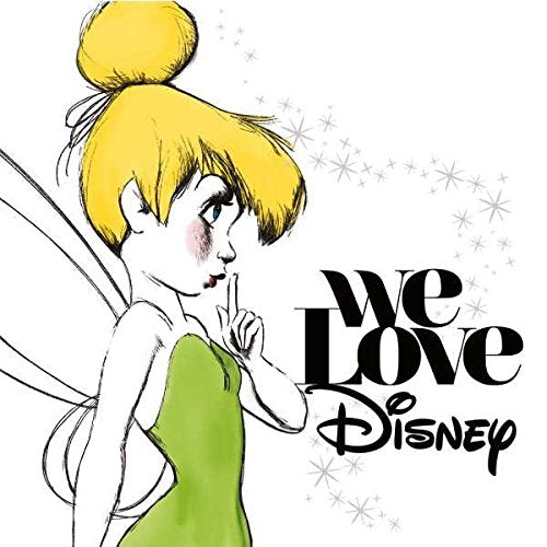 Tinkerbell illustration with "We Love Disney" text, vinyl record artwork.