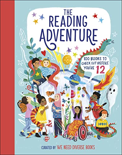Book cover, “The Reading Adventure,” featuring children and fantastical creatures.