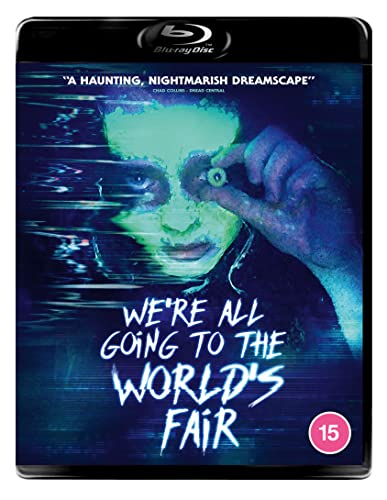 Blu-ray cover for "We're All Going To The Worlds Fair" with a distorted face.