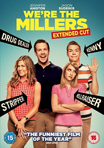 We're The Millers" DVD cover featuring Jennifer Aniston, Jason Sudeikis, and cast.