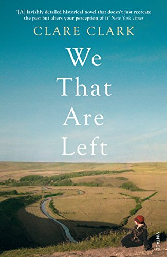 Book cover: landscape with winding road, woman in red hat.