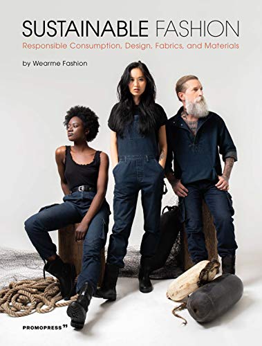 Book cover featuring three people in denim, titled "Sustainable Fashion.