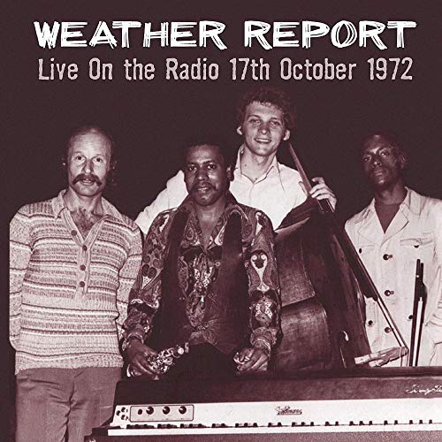 Black and white photo of four musicians, Weather Report album cover.