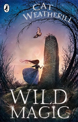 Book cover: girl with glowing hand before a standing stone, bird flying.