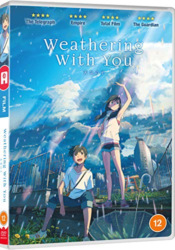 “Weathering With You” DVD cover featuring two anime characters in rain.