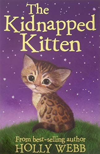 Book cover featuring a small, spotted kitten against a purple starry sky.