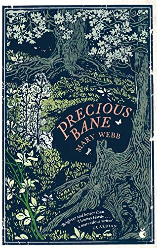 Book cover for "Precious Bane" with trees, flowers, and a bird illustration.