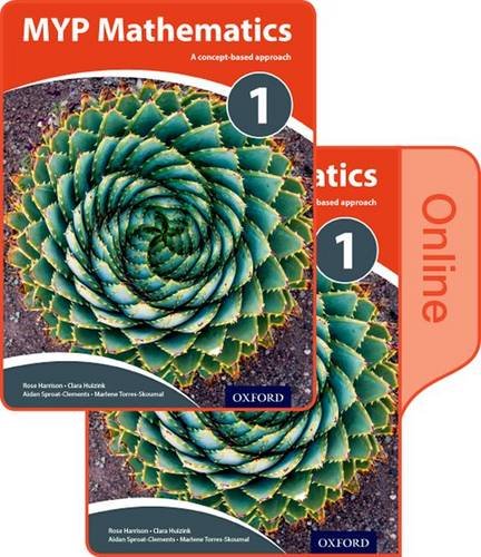 MYP Mathematics 1 textbook and online course pack featuring a spiral succulent plant cover.